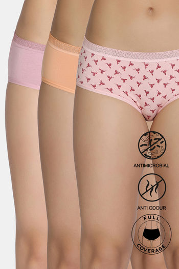 Buy Zivame Low Rise Full Coverage Hipster Panty  (Pack of 3) - Multicolor